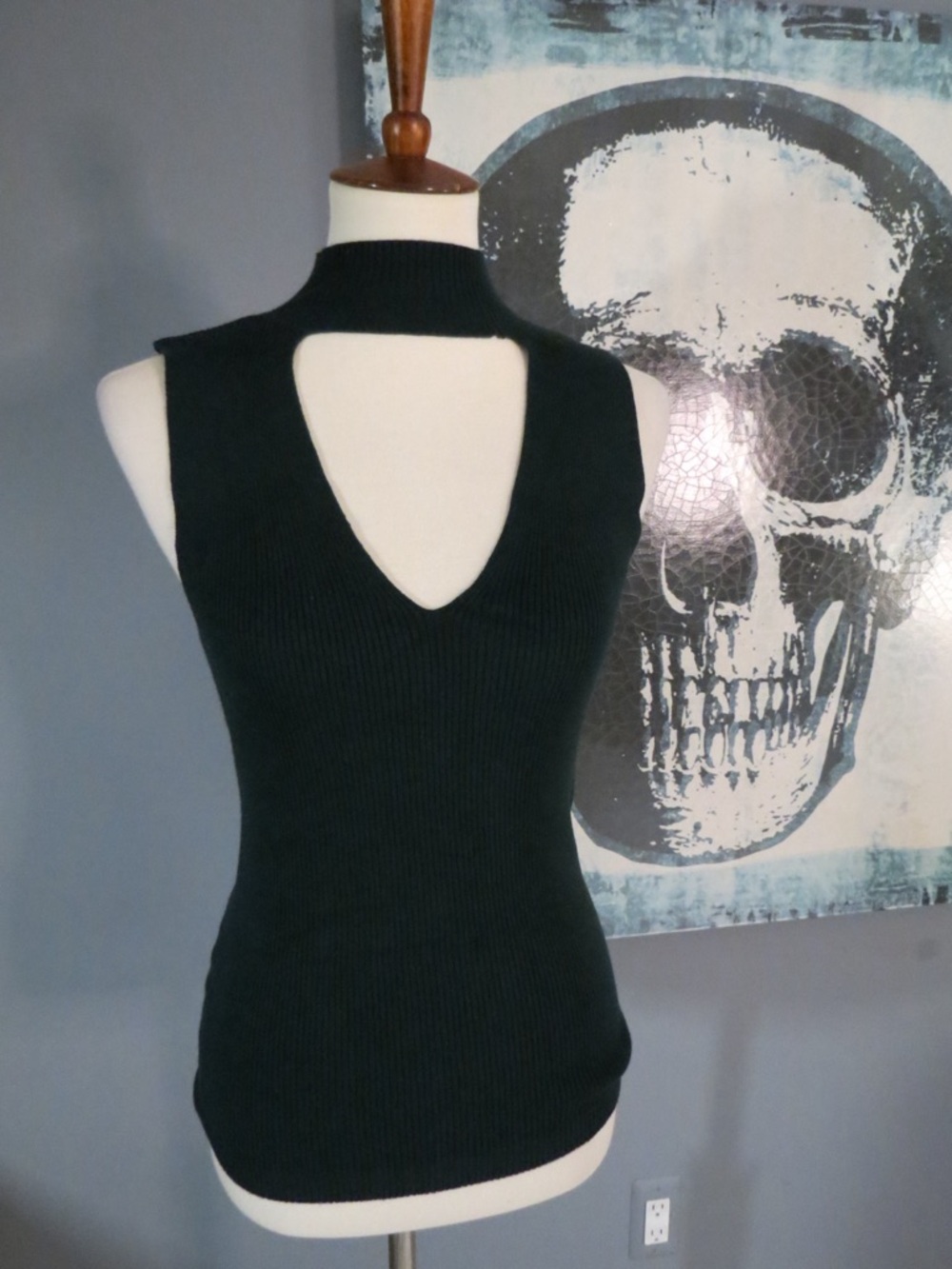 Express Sleeveless Cutout Ribbed Knit Top